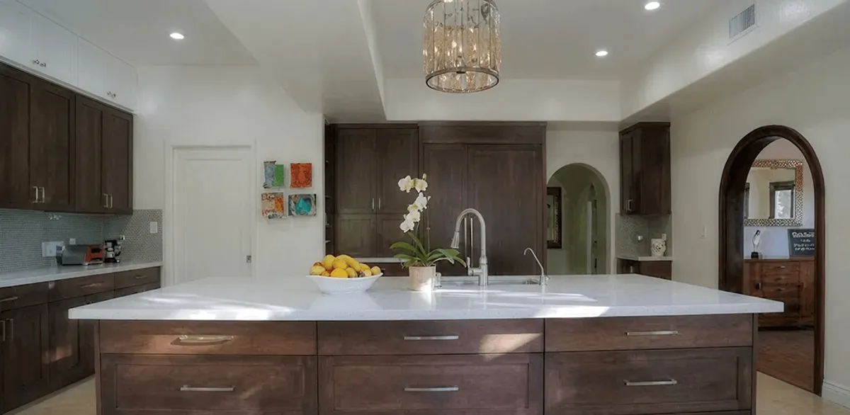 Cabinet refacing project with updated kitchen cabinets and island in Nashville, TN