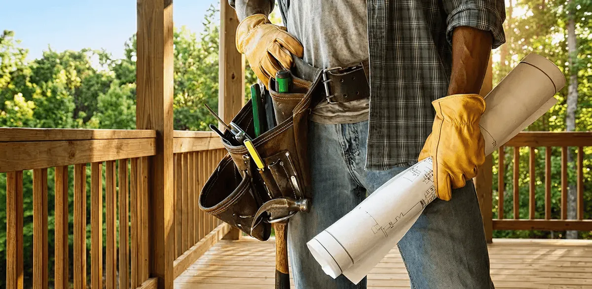 Professional handyman with tool belt ready for home repairs in Nashville, TN