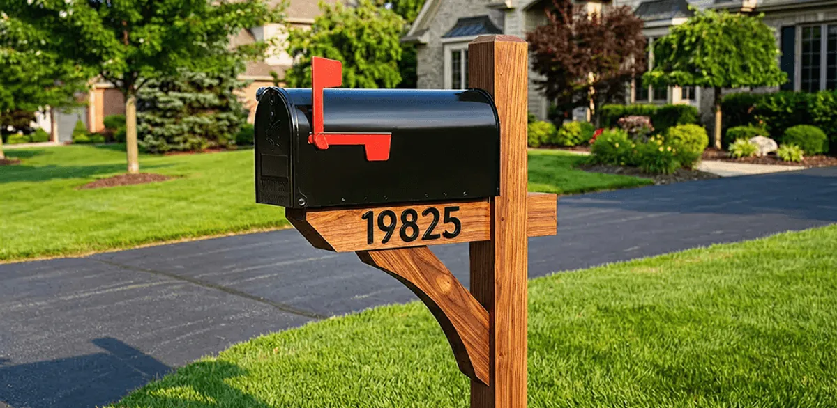 New mailbox installation with post and address number for a home in Nashville, TN